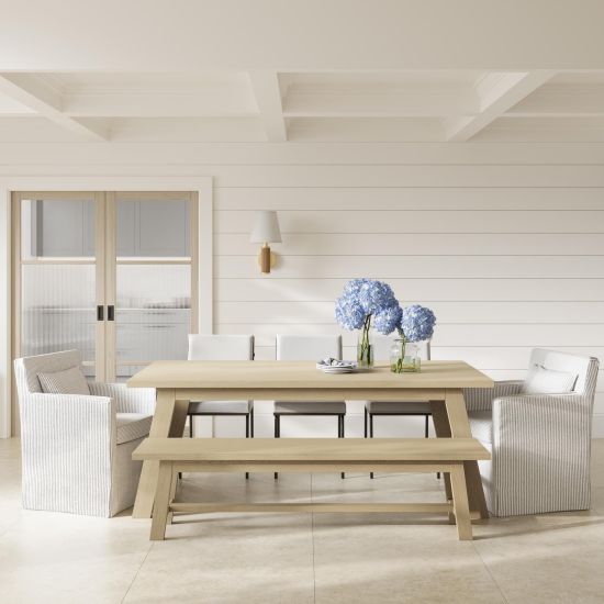 Dalton Bench - Latte Matte Grain Oak Veneer - 40 x 45 x 180cm