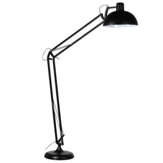 Binky Floor Lamp - Black Light Shade - Black Adjustable Iron Stand
