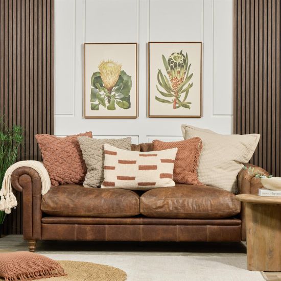 Mateo Rectangle Cushion - Natural & Pecan Cotton - Slab Design - 40 x 60cm