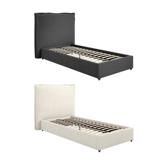 Oasis Bed Frame - Fully Upholstered Linen Blend Fabric - Padded Headboard