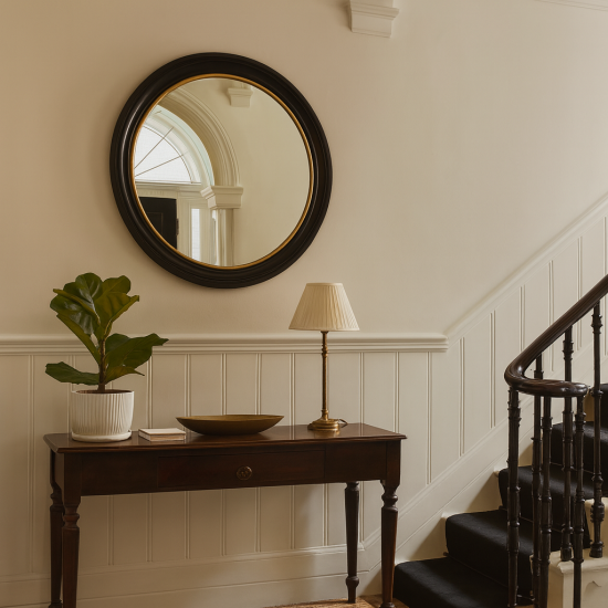 Round Wall Mirror - Black and Gold Frame