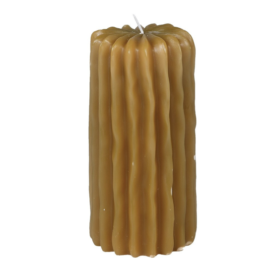 Toffee Pillar Candle - Ribbed - 14cm - 40 Hours Burn Time