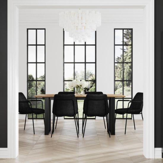 Reese Dining Chair - Black Velvet Seat - Black Armchair Metal Frame - Set of 2