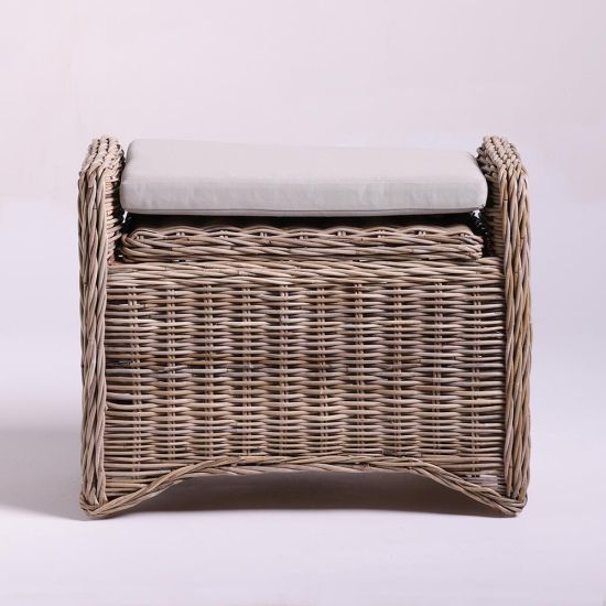 Kube Rattan Bench - Grey Cushion - 70cm