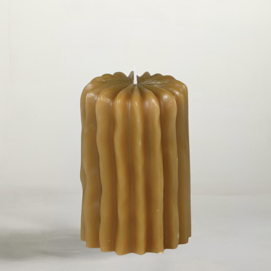 Toffee Pillar Candle - Ribbed - 11cm - 28 Hours Burn Time
