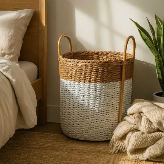 River Storage Basket - White & Natural Banana Twist - 66cm