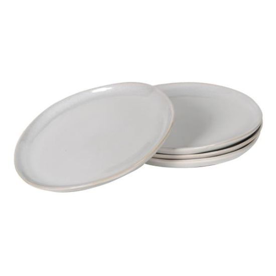 Side Plates - Cream Organic Shape - Stoneware - Stackable Tableware - Set of 4