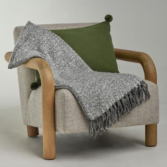 Mirador Herringbone Throw - Grey Fabric - 130 x 180cm