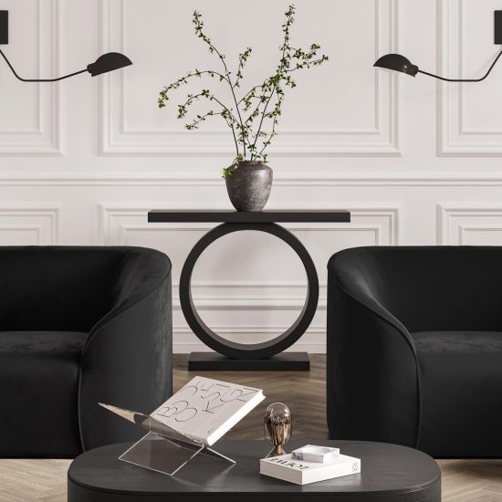 Maxine Console Table - Curved Design Wood Base - 34 x 100 x 80cm