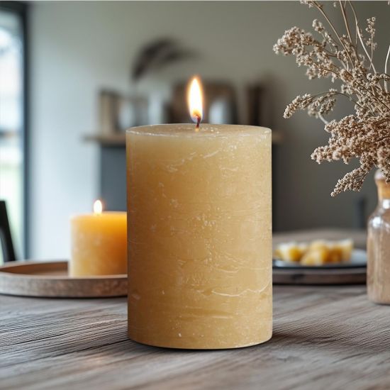 Rustic Pillar Candle - 10cm - 40 Hours Burn Time - Honey