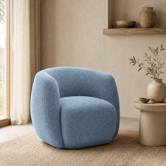 George Armchair - Bluebell Sherpa Fabric Seat - Tub Frame