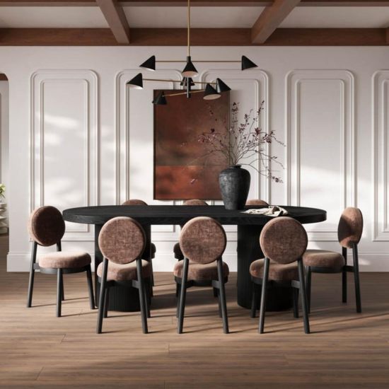 OTI Maru Dining Chair - Treacle Brown Seat Padded Round Seat - Dark Frame