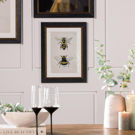 Framed Wall Art - A3 Oxford Slim Frame - Honey and Bumble Bee - 38 x 50cm