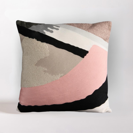 Estelle Square Cushion - Pink, Grey & Blue Fabric - Abstract Design - 45 x 45cm