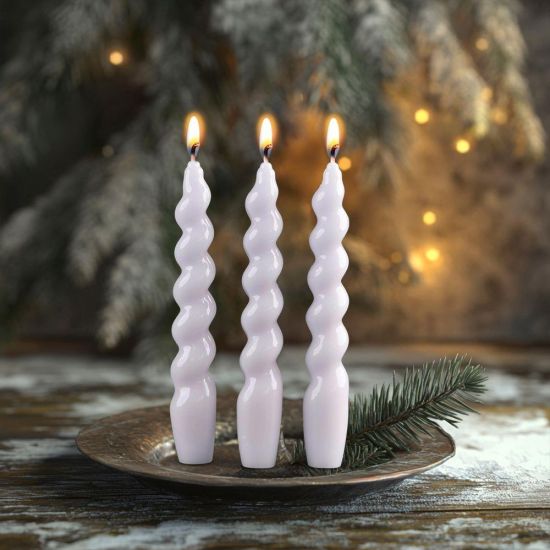 MÆGEN Taper Candle - 18m Spiral Twist - Lilac - 3 Pack