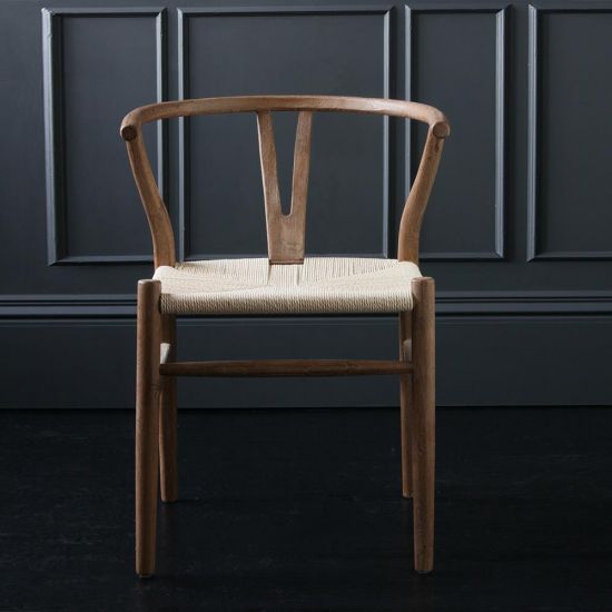 Wishbone Chair， Solid Wood Dining Chairs， Y-shaped chair， Rattan Armchair Natural Living home ash wood natural color 