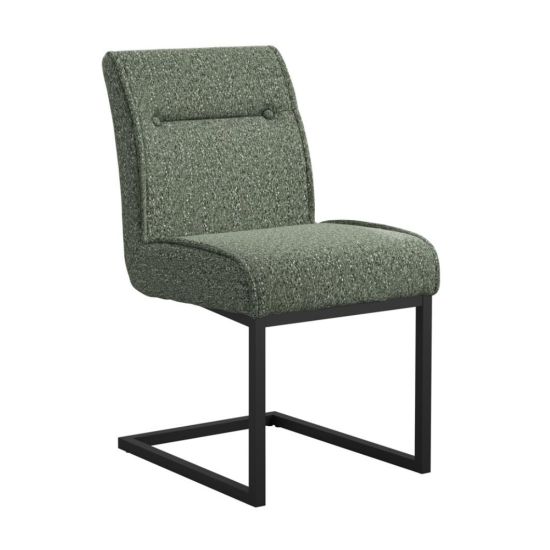 Harlow Dining Chair - Desert Saga Fabric Seat - Cantilever Metal Frame - Set of 2