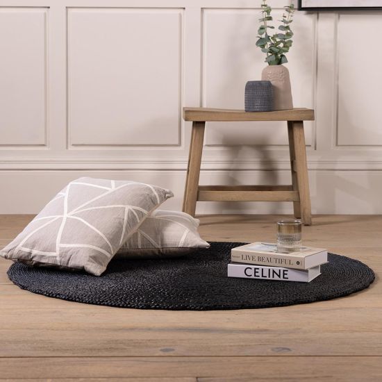 Sun Area Rug - Black Round Banana Twist - 120cm