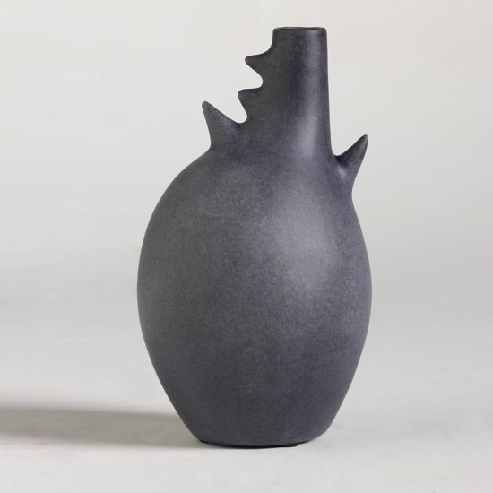 Zahara Vase - Black Stone Effect with Spike Detail - 26cm