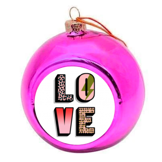 Novelty Christmas Decoration Bauble - Pink LOVE