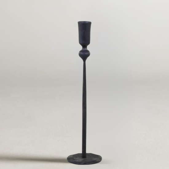 Silas Taper Candlestick - Antique Black Iron - Candle Holder - 7.5 x 30cm