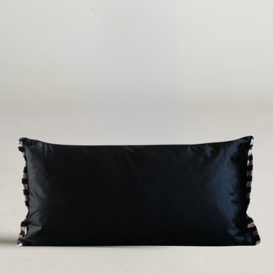 Bonbon Rectangle Cushion - Black Fabric - White Candy Design - 60 x 30cm