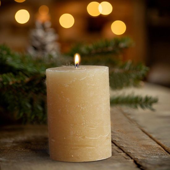 Rustic Pillar Candle - 10cm - 40 Hours Burn Time - Honey