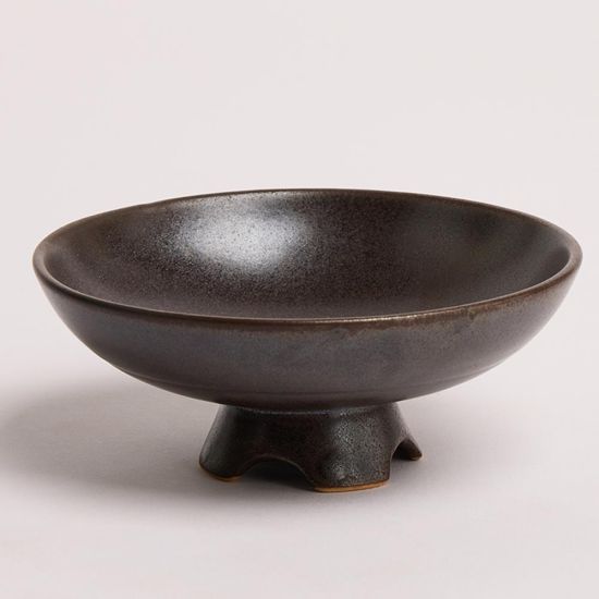 Rustica Dinner Bowl with Stand - Brown with Natural Detail