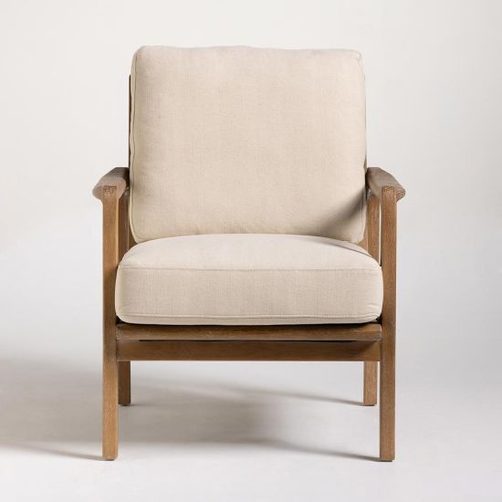 Murcia Armchair - Cream Linen Fabric Seat - Solid Oak Frame
