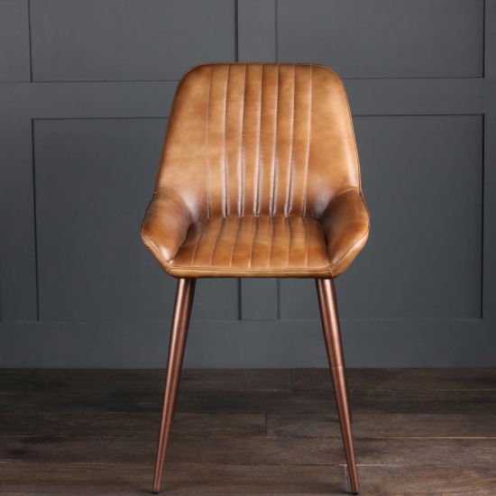 brooklyn tan leather dining chair