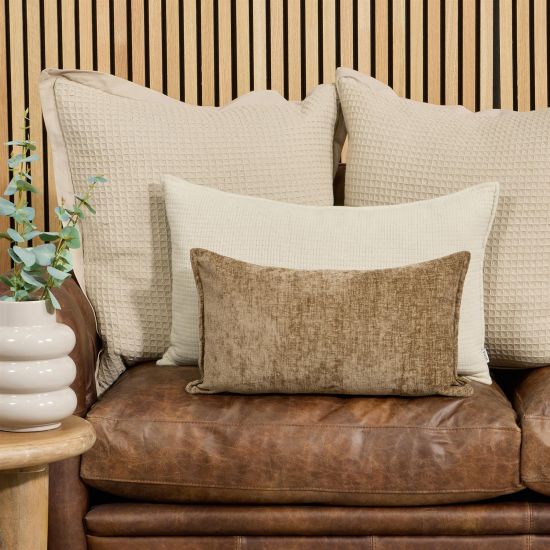 Rafael Rectangular Cushion - Taupe Cotton - 30 x 50cm