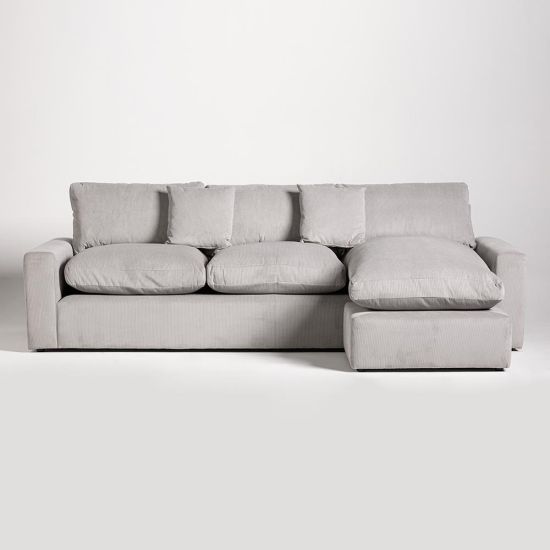 Baldwin  Corner Sofa - Chaise Lounge - 3 Seater - Upholstered Grey Fabric