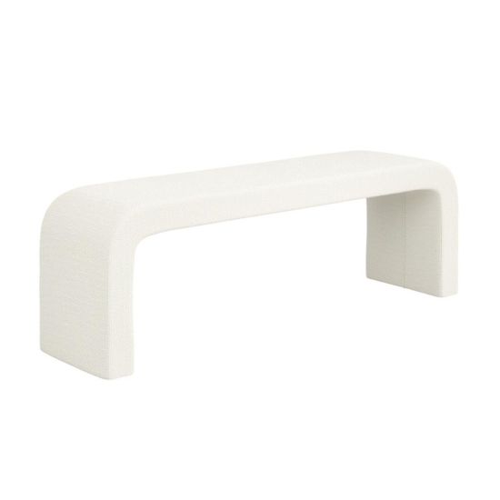 Renz Bench - Daisy Cream Boucle Textured upholstery- Unique Curved Design - 150cm