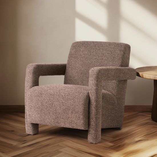 Kansas Armchair - Taupe Fabric - Fully Upholstered Accent Frame