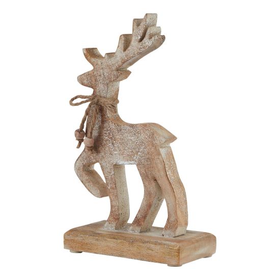 Christmas Decoration Reindeer - Wooden Standing Ornament - Sparkle Detail - 22cm