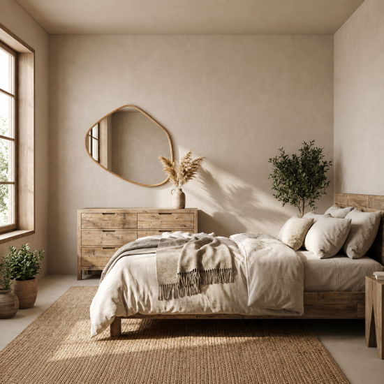 Ruby Wall Mirror - Natural Rattan Pebble Frame - 83cm