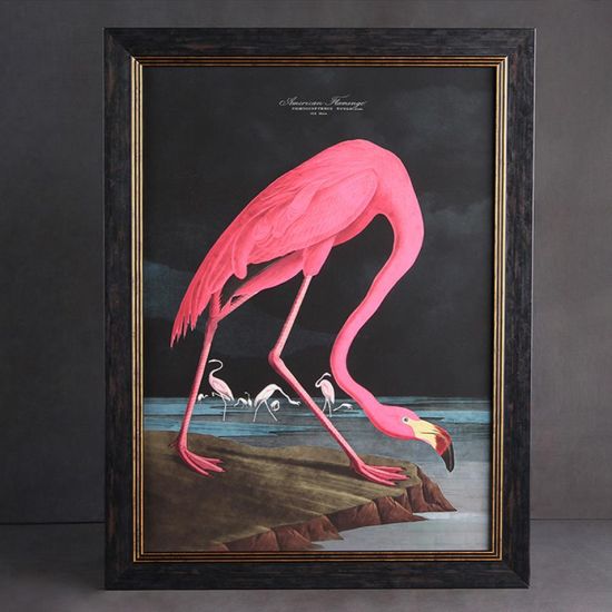 Framed Wall Art - A2 Oxford Slim Frame - Dark Flamingo Premium Print - 50 x 70cm