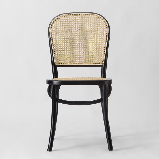Luca Dining Chair - Natural Rattan Seat - Black Frame