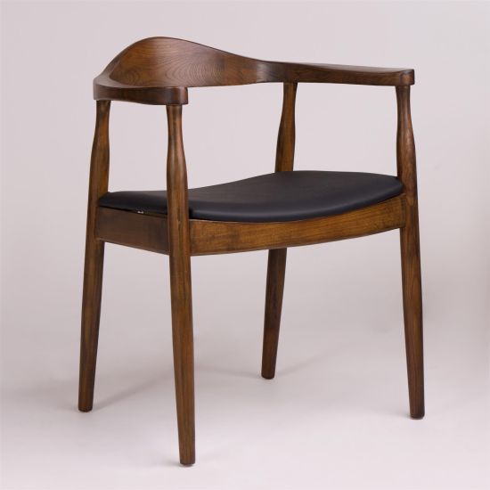 Kenny Dining Chair - Black Faux Leather Seat - Dark Oak Olson Frame