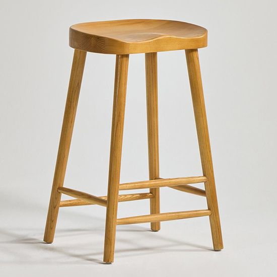 Shaker Bar Stool - Traditional Farmhouse Style - Oak Colour Frame - 66cm