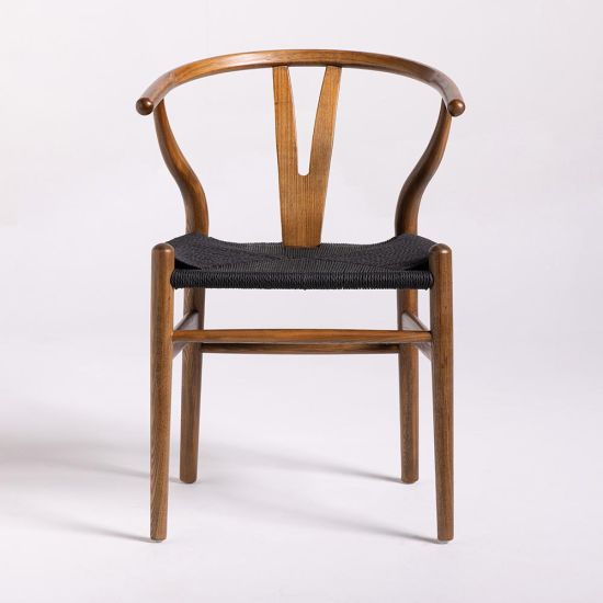 Mid-Century Scandi Dining Chair - Dark Oak Ash Frame - Black Seat
