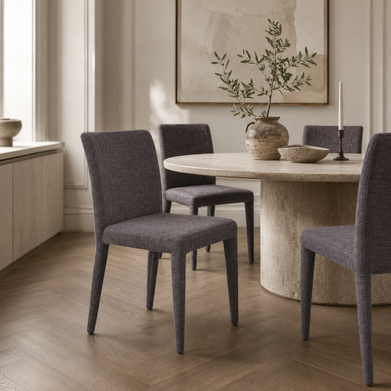 Fontana Dining Chair - Slate Grey Fabric - Fully Upholstered Frame