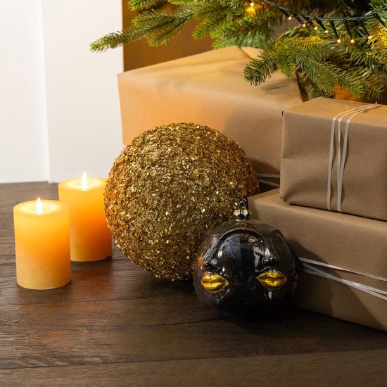 Christmas Decoration Bauble - Gold Glitter