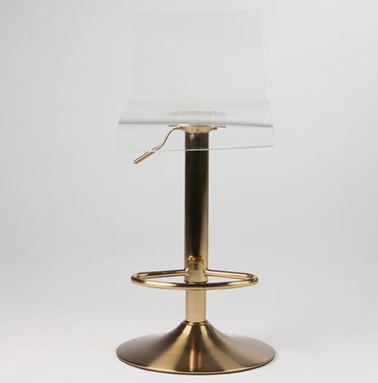 Siena Bar Stool - Clear Acrylic Seat - Gold Base - 80cm
