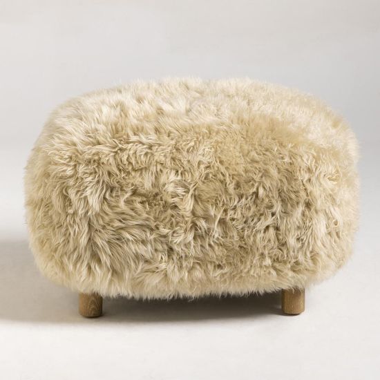Eskimo Footstool - Real Sheepskin - Natural