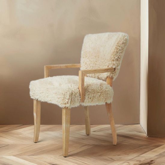 Eskimo Armchair - Faux Yak Fur Seat - Solid Oak Frame