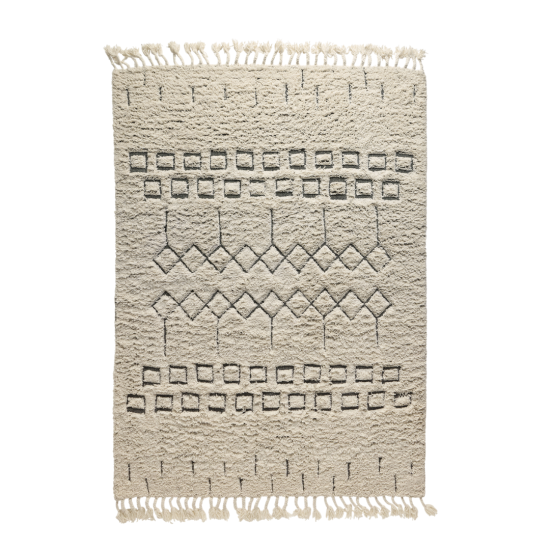 Chennai Area Rug - Grey Pattern Wool & Cotton - 120 x 170cm