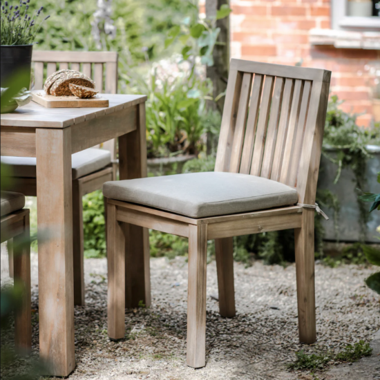Garden Trading - Porthallow Dining Chair - Cushion Set Pad - Acacia Wood Frame - Set Of 2