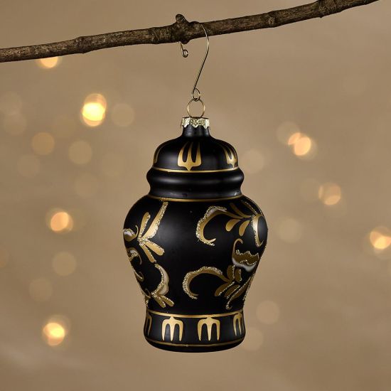 Christmas Decoration Bauble - Black and Gold Ginger Jar