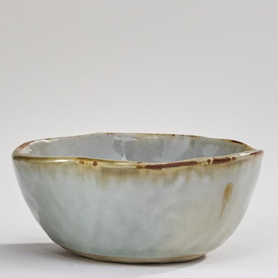 Elin Dinner Bowl - Grey Blue with Natural Detail